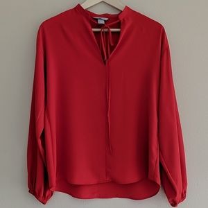 H&M Oversized Red Long Sleeve Blouse